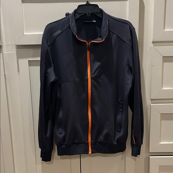 Porsche Design Dark Gray Jacket with Vibrant Orange Accents - Picture 1 of 5
